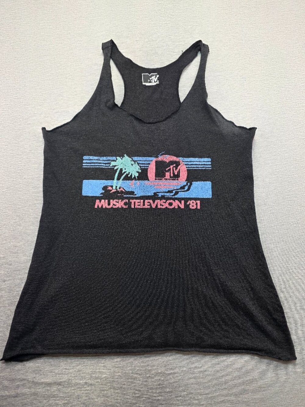 MTV Music Television 81 Retro Racerback Tank Top Black Size M